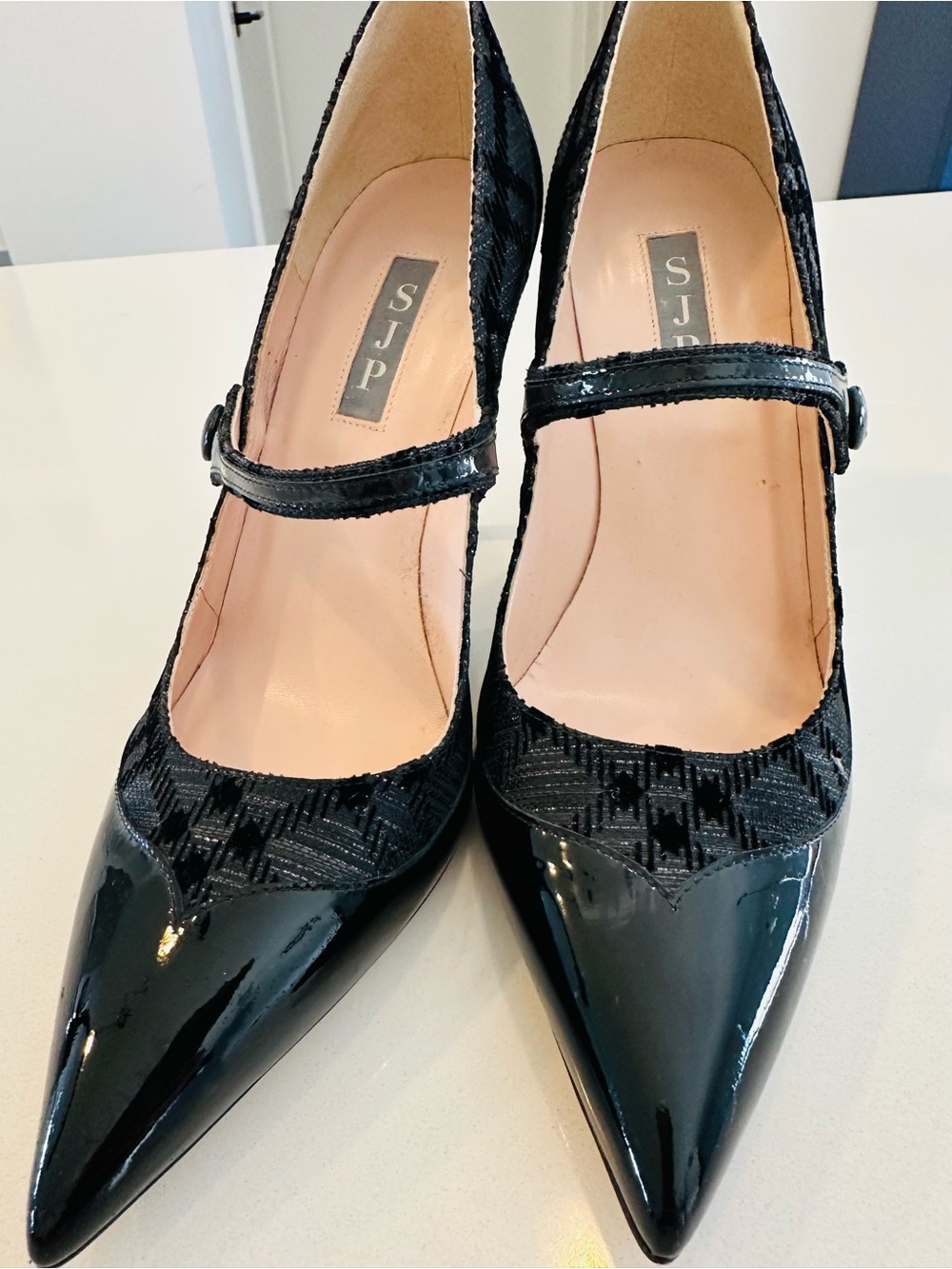SJP by Sarah Jessica Parker Black Patent Pointed Mary Jane Heels